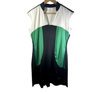 EP SPORT Women's Colorblock Sleeveless Activewear Dress Green/White Size Large